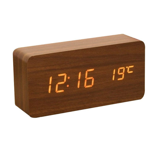 Living Today Gifts and Novelties Led Digital Wooden Alarm Clock