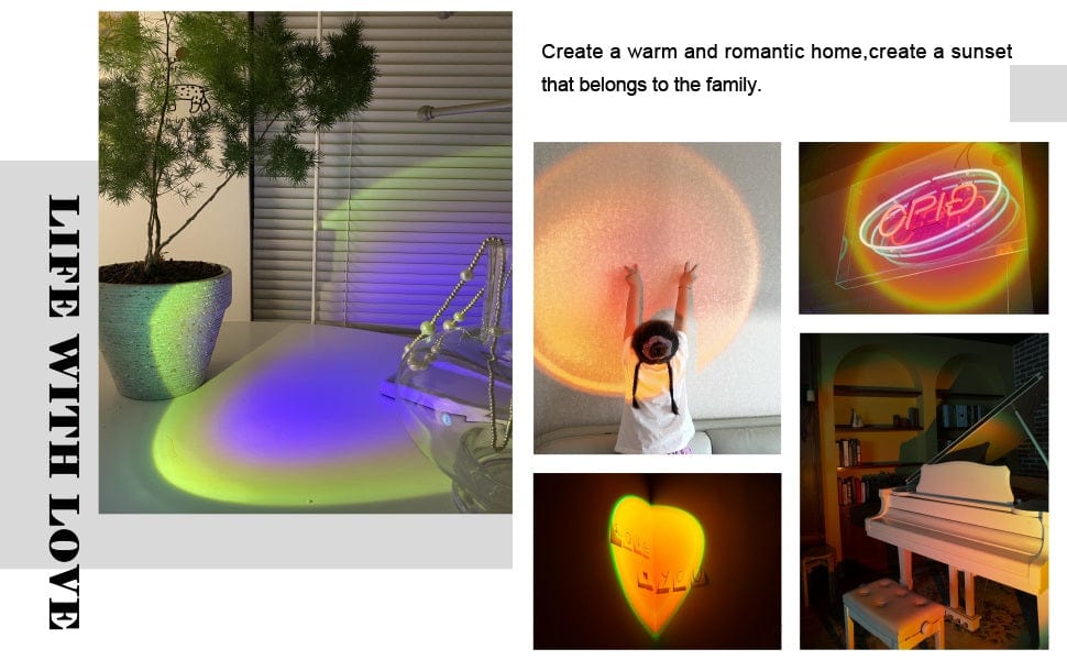 Living Today lamp Sunset Lamp Projector for Room, LED Sunset Projection Night Light with Remote Control 16 Colors