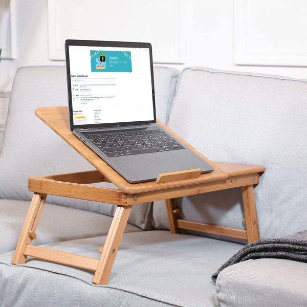 Enhance Your Comfort and Productivity with the Foldable Bamboo Laptop Table!