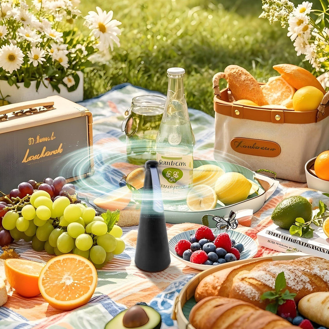 Battery-Operated Shoo-Fly Chemical-Free Fly Repellent Fan (Gold & Black)