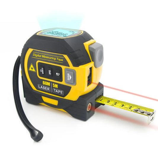 Revolutionize Your Measurements with the 3-in-1 Laser Measure, Cross-Line Laser Level, and Tape Measure