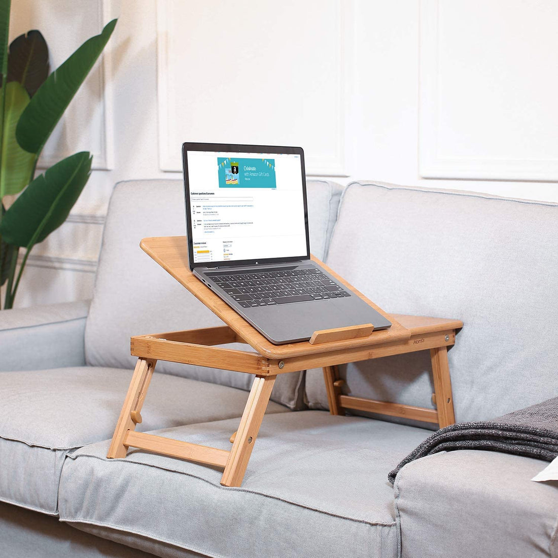 Work Comfortably Anywhere with the Foldable and Adjustable Bamboo Laptop Table