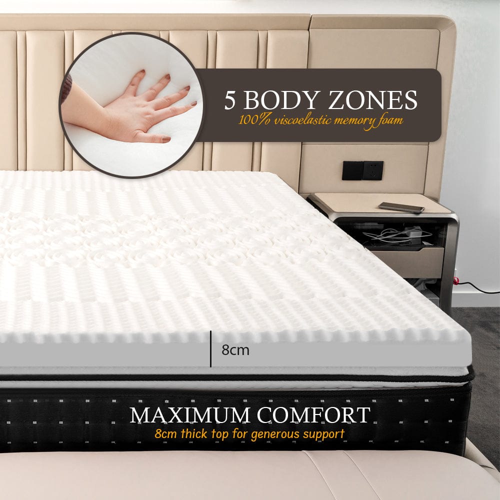 Living Today Mattresses 8cm Memory Foam Mattress Topper with Bamboo Cover - Double