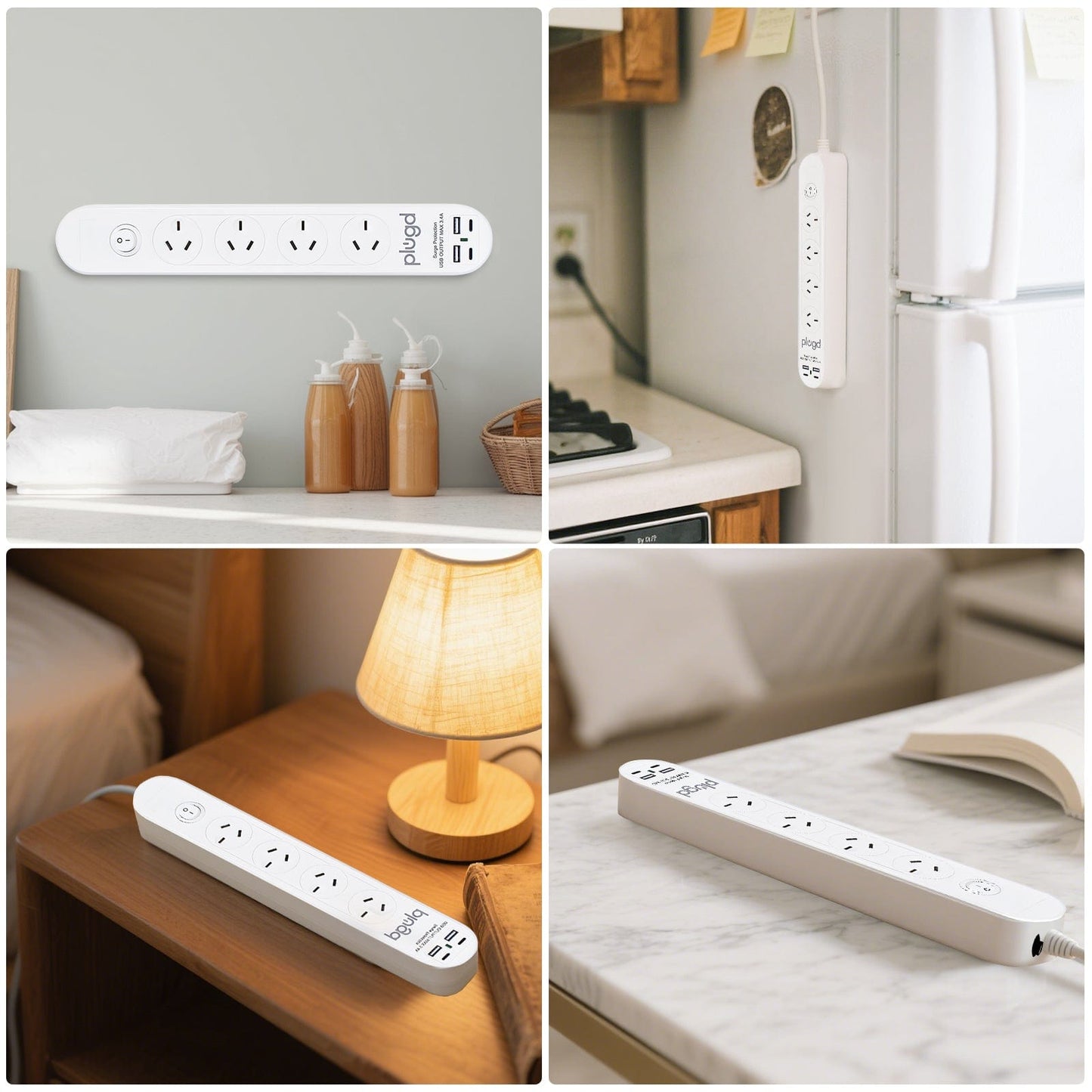 plugd powerboard Plugd 2 USB A + 2 USB C 240V 10A Powerboard with 【Surge Protection】