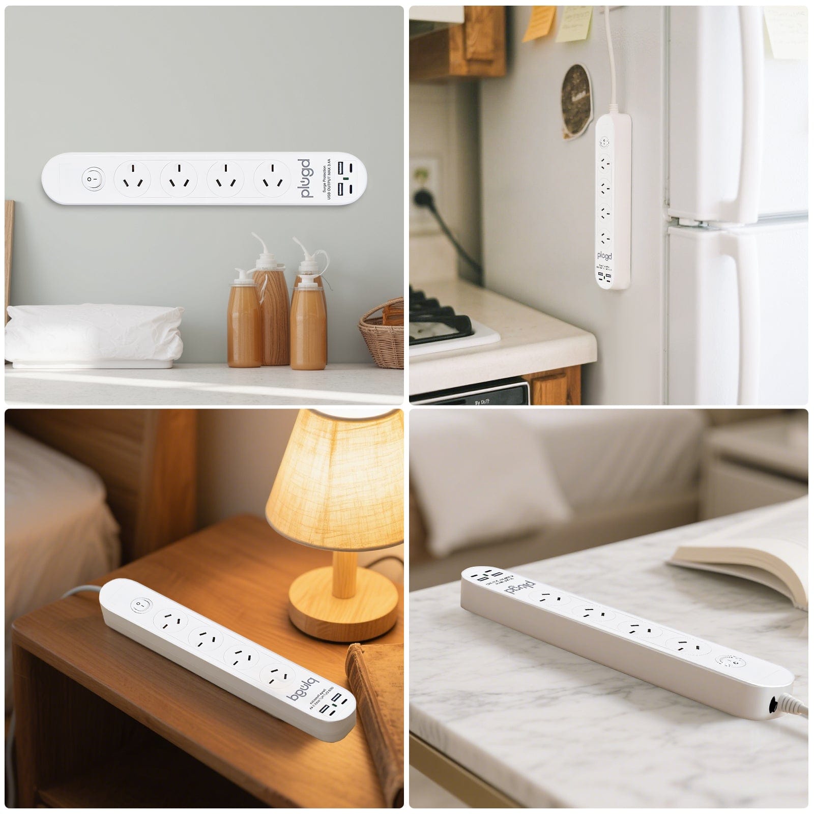 plugd powerboard Plugd 2 USB A + 2 USB C 240V 10A Powerboard with 【Surge Protection】