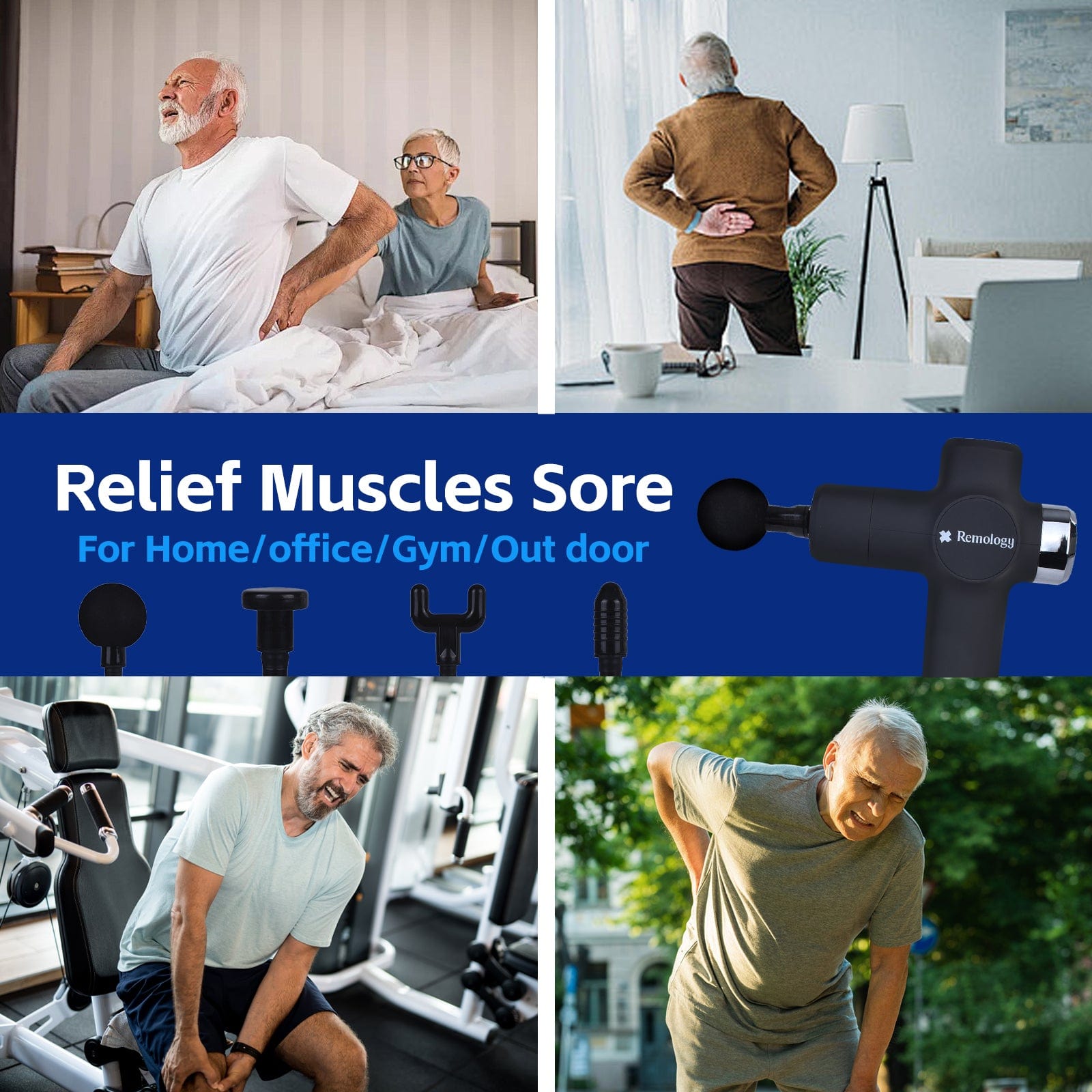 Remology personal care Remology Impact Therapy 7 Adaptive Speed USB-C Fascial Massage Gun with 4 Heads