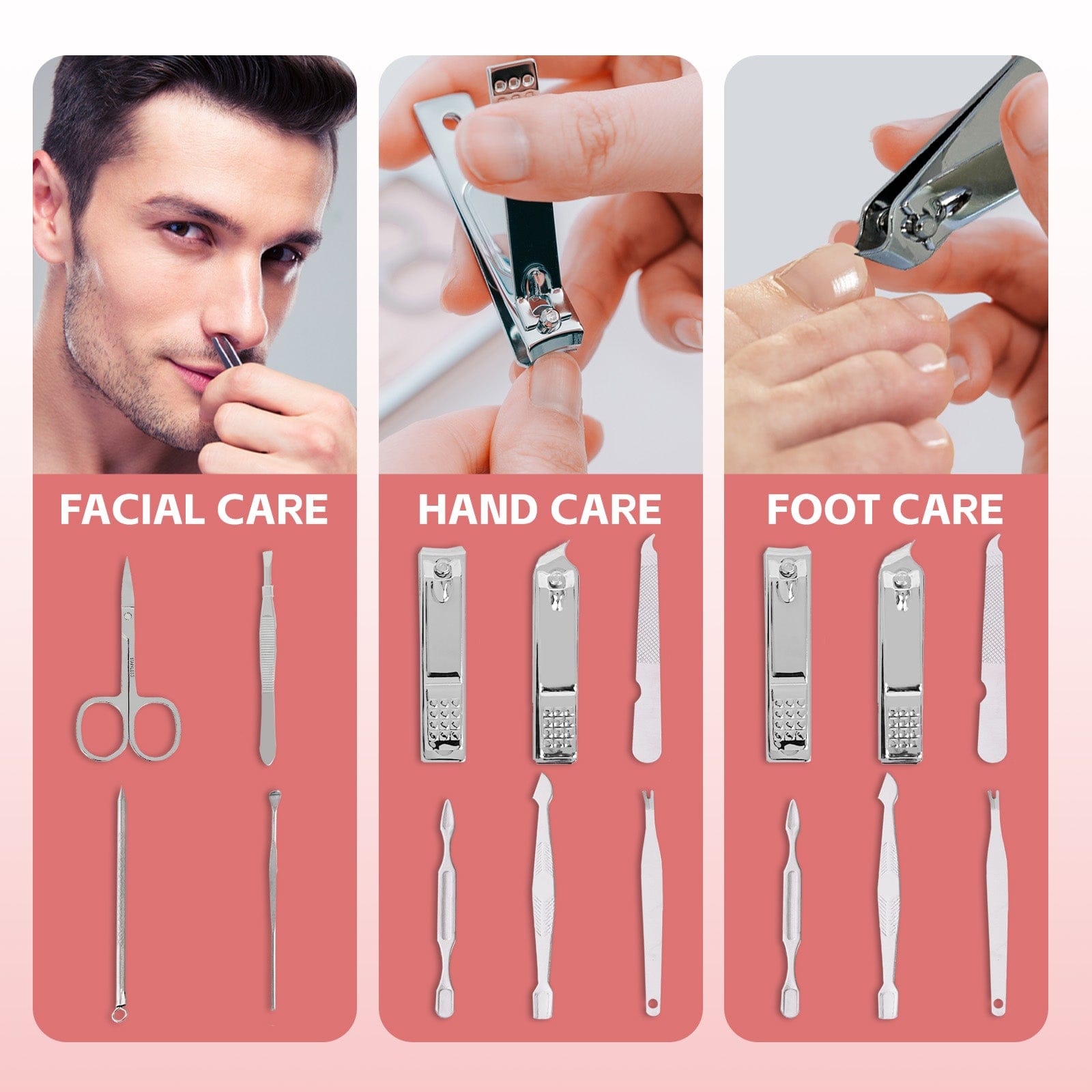 Remology personal care Remology Stainless Steel 10pc Manicure Set Silver