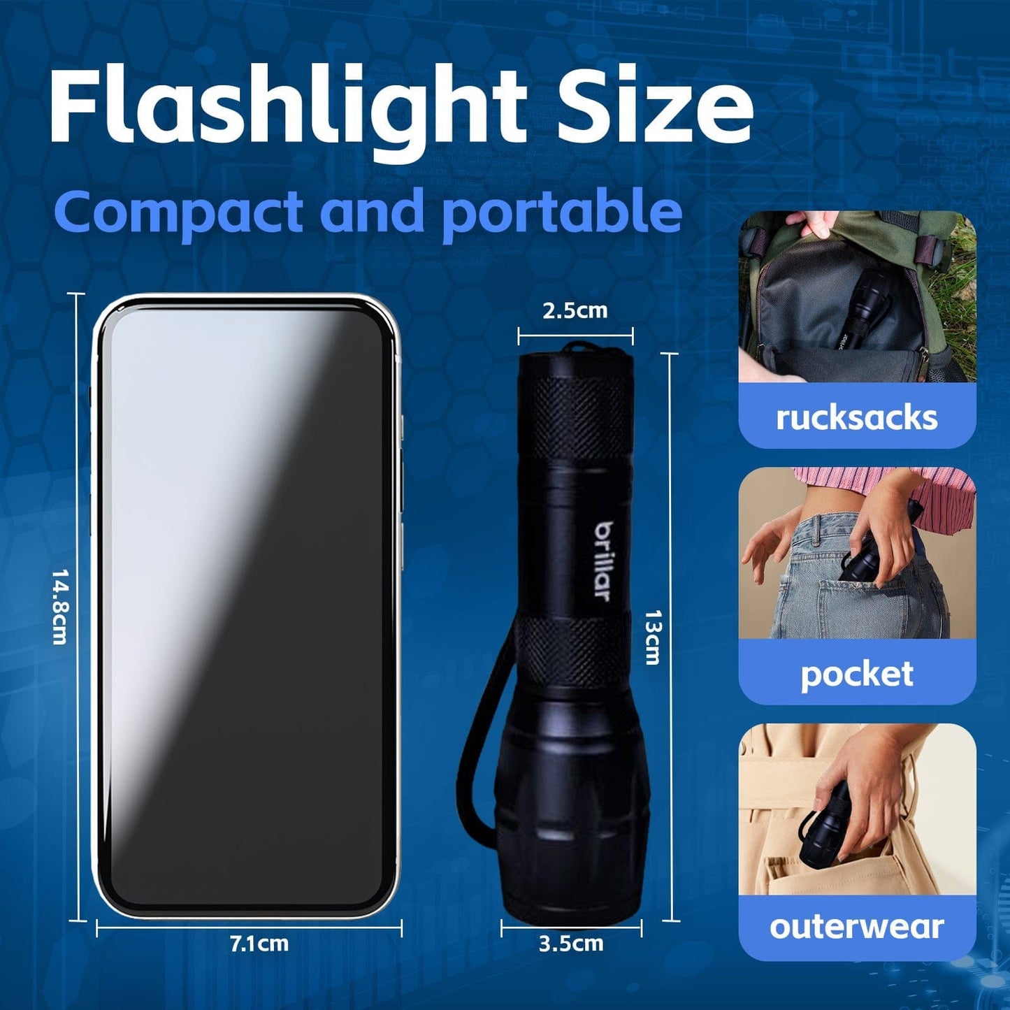 Brillar Flashlights Aluminium 5-Mode Tactical LED Flashlight