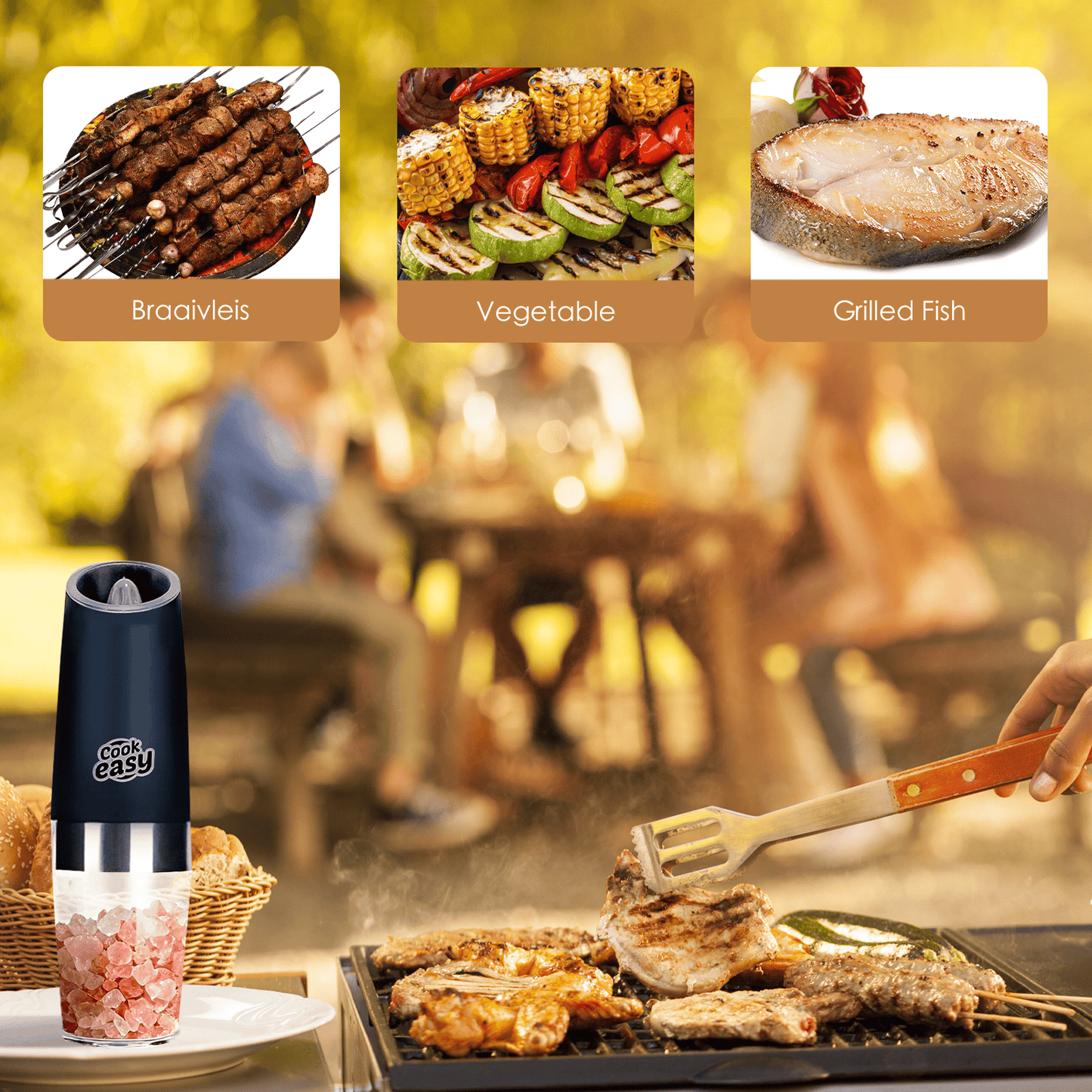 COOK EASY salt grinder 2 Pcs Gravity Sensor Electric Salt and Pepper Spice Grinder