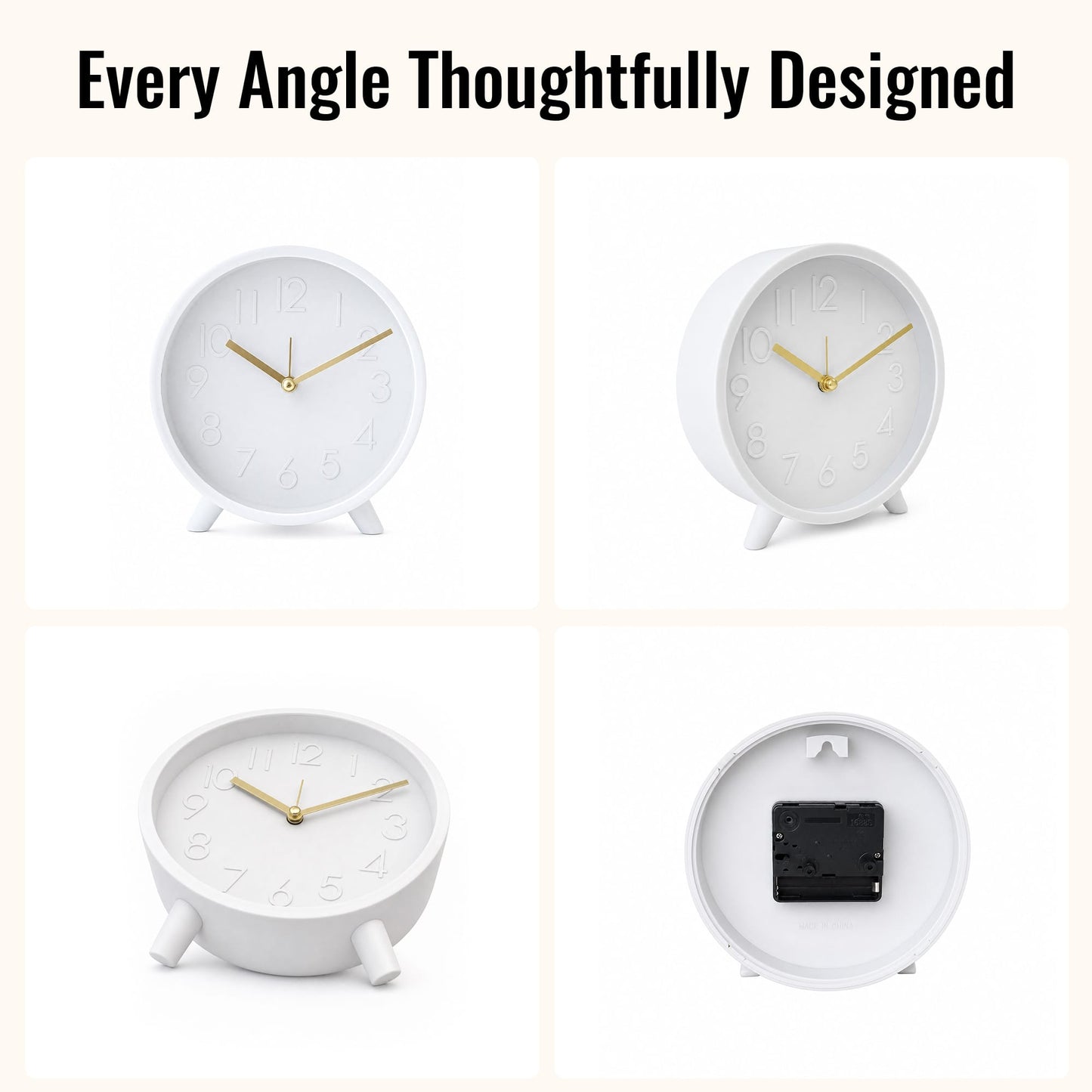 Living Today Clevinger White & Gold Tabletop Alarm Clock | 14.7cm