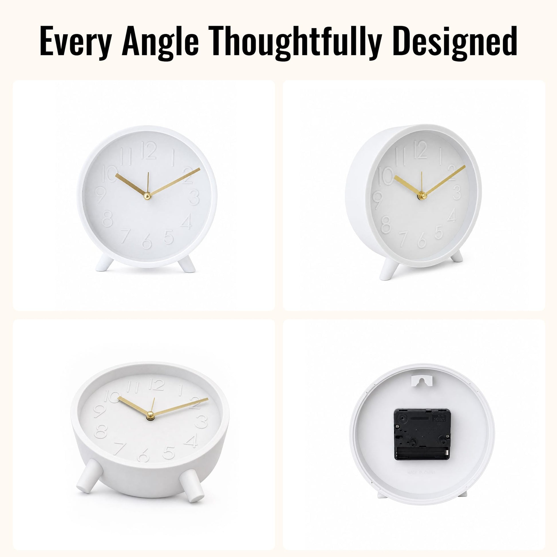Living Today Clevinger White & Gold Tabletop Alarm Clock | 14.7cm