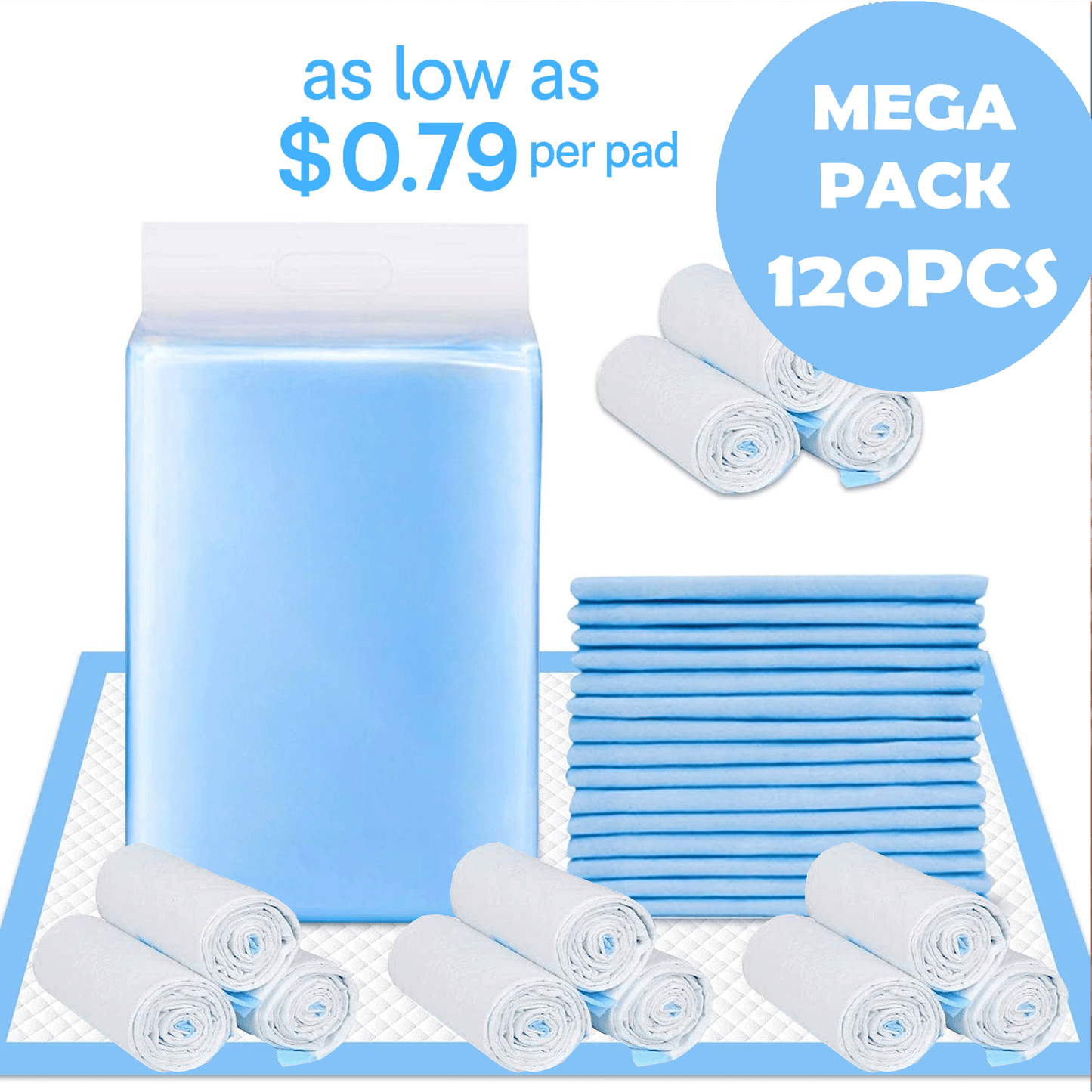 Living Today personal care 120 Pcs 90 x 60cm Adult Disposable Bed Underpads