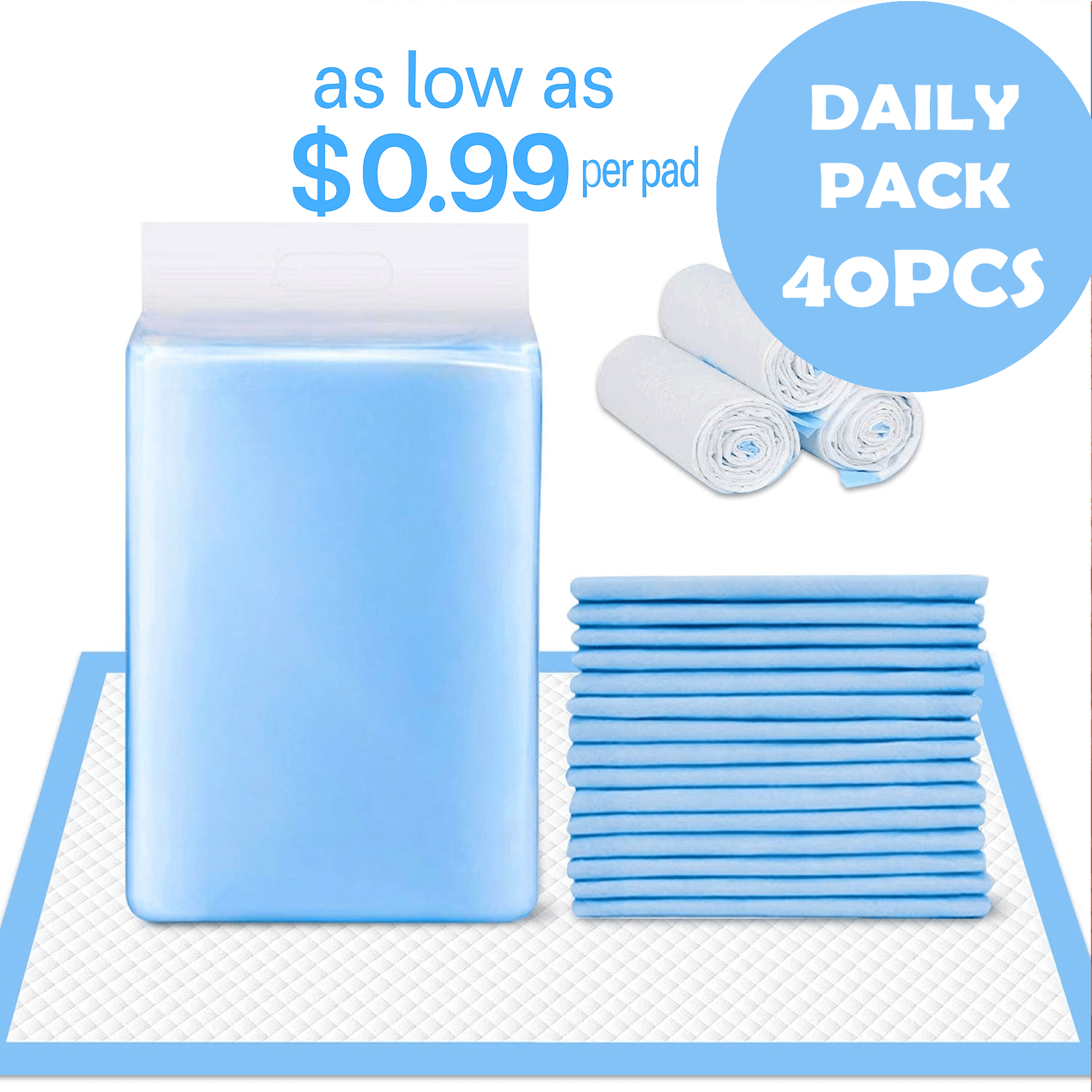 Living Today personal care 40 Pcs 90 x 60cm Adult Disposable Bed Underpads