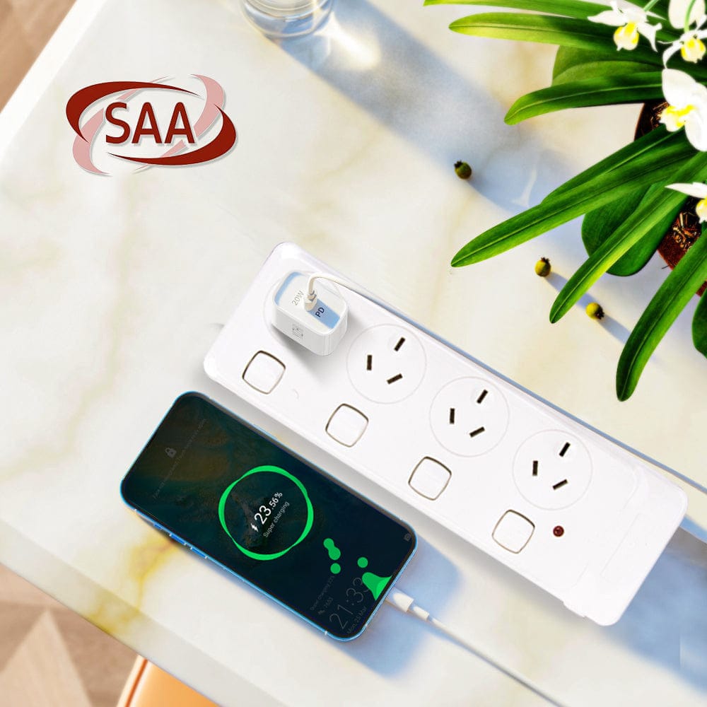 plugd Extension Cords 4 Outlet Power Board With [Surge Protection]with Individual Switches 1M Lead Cable