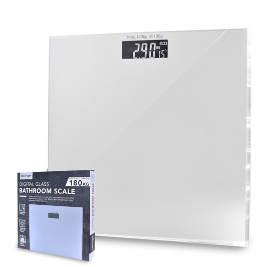 Clevinger weight scale Clevinger Silver Digital Glass Bathroom Scale Max Capacity 180KG