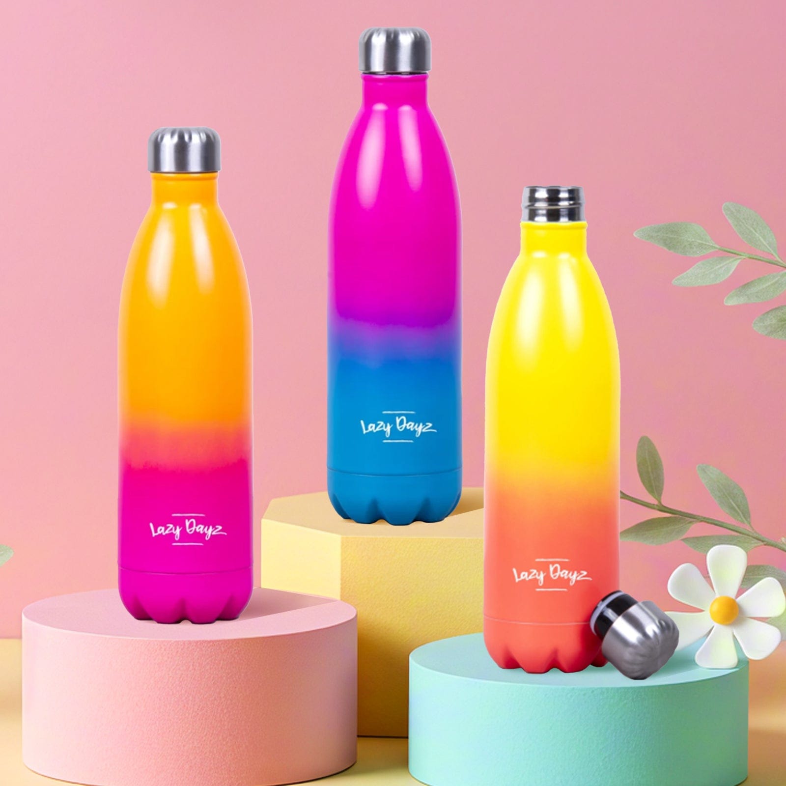 Lazy Dayz Hydration Lazy Dayz Jumbo Drink Bottle 1L - Yellow Peach Ombre