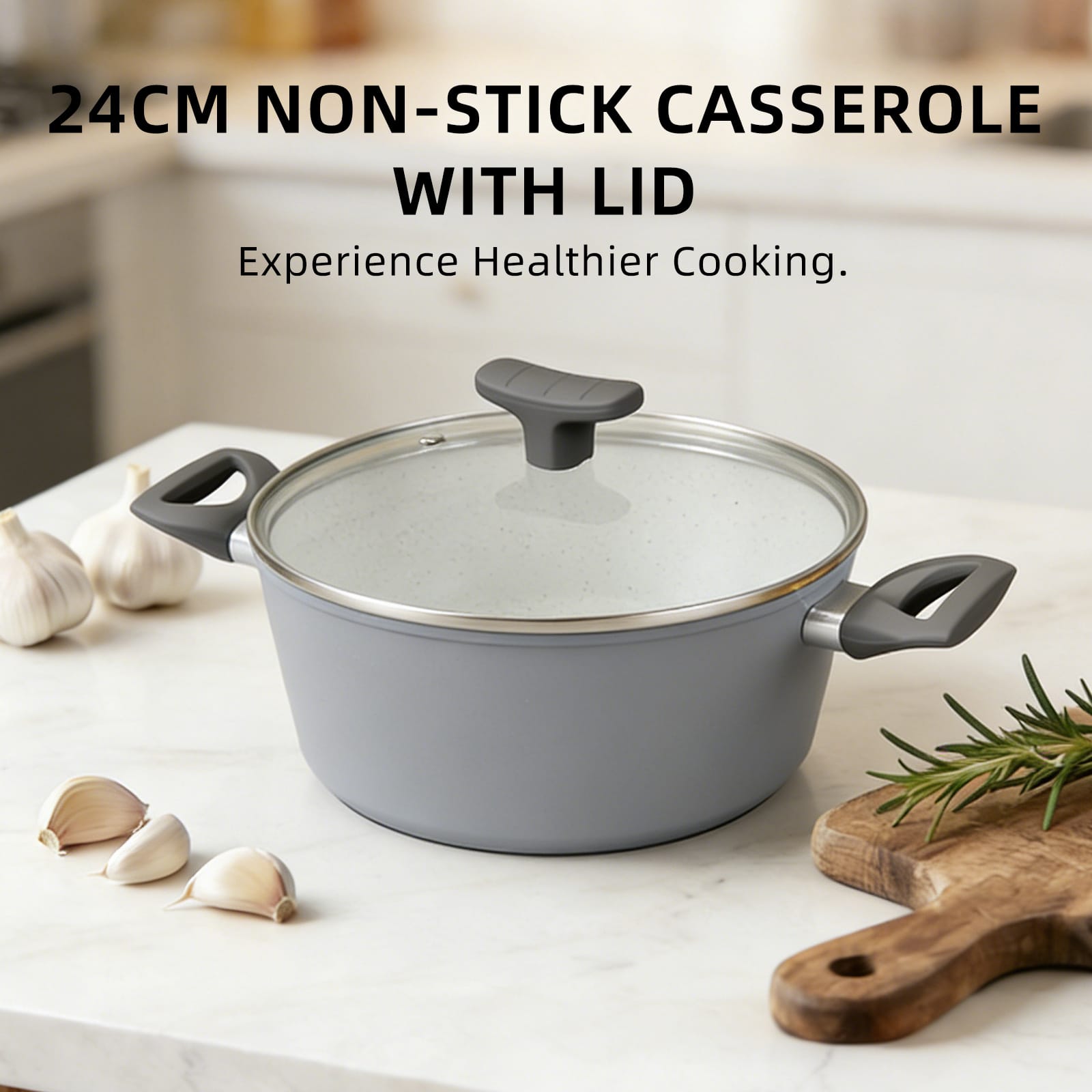 Living Today CLEVINGER 24CM NON-STICK CASSEROLE WITH LID