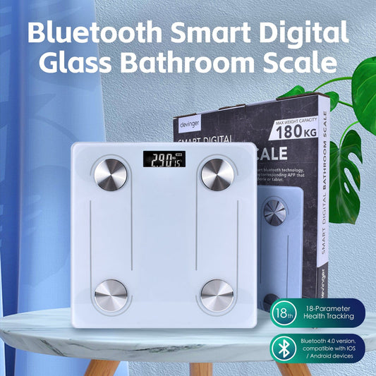 Clevinger weight scale Clevinger Bluetooth Smart Digital Glass Bathroom Scale Max Capacity 180KG