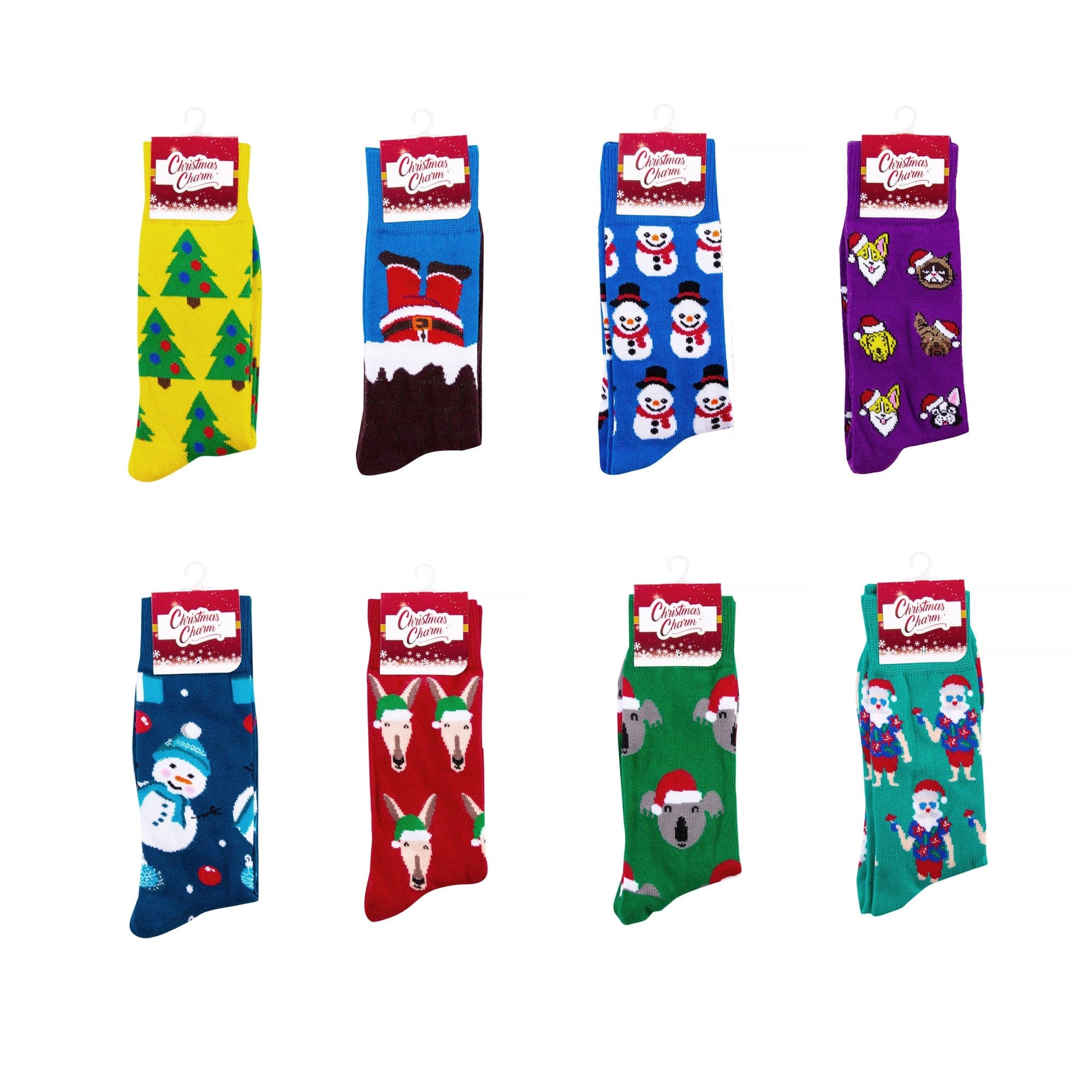 Sock Exchange Socks 8 Pairs Assorted Colors Christmas Fashion Novelty Funny Socks One Size 5-13 Men Socks Women Socks