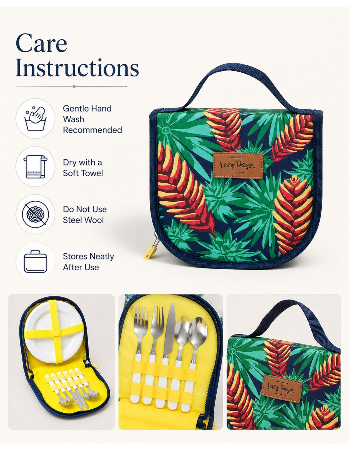 Lazy Dayz Beach and Summer Lazy Dayz Picnic Cutlery Wallet Set - Mossman