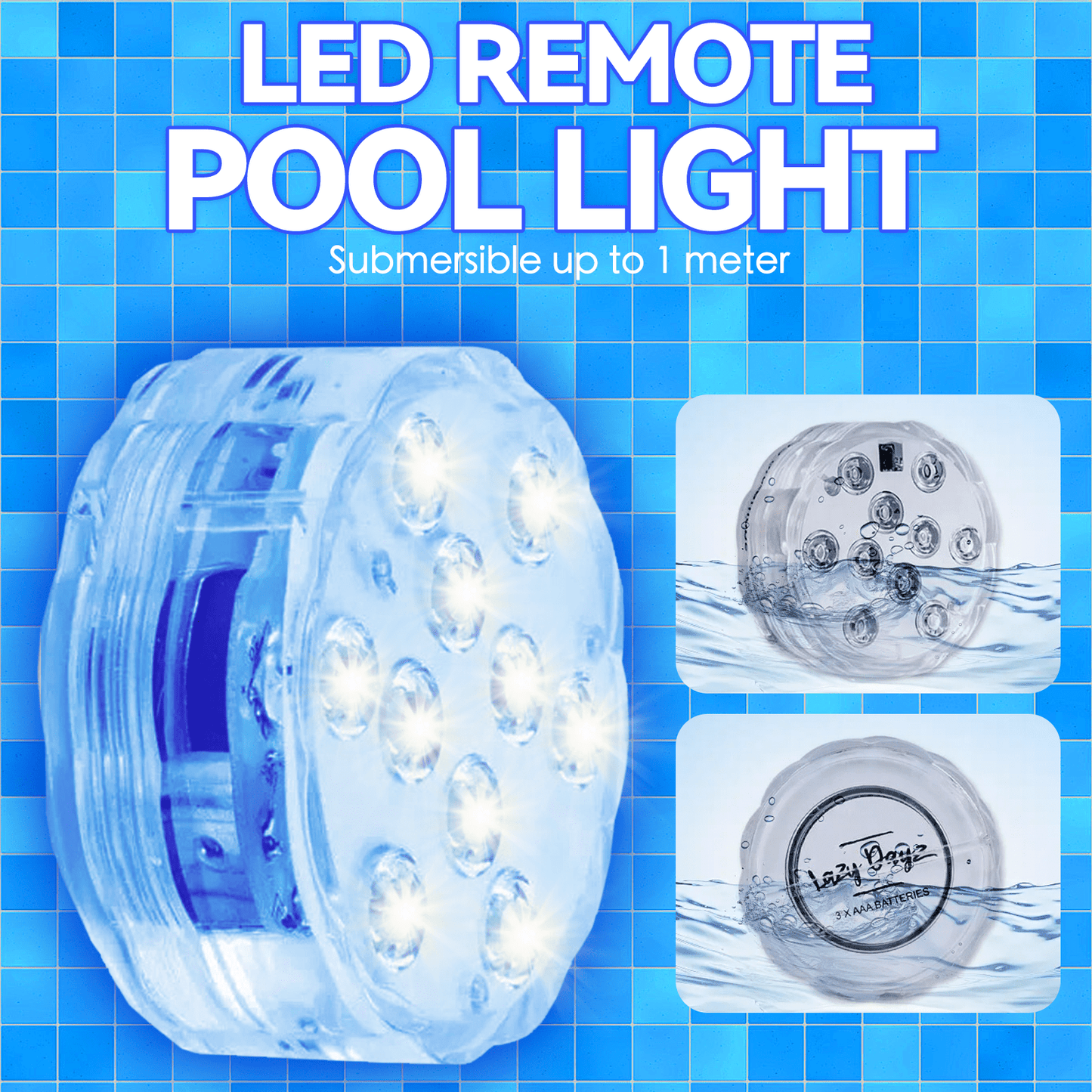 Lazy Dayz Beach and Summer Lazy Dayz 13 Colors LED Remote Pool Light 2 Pack