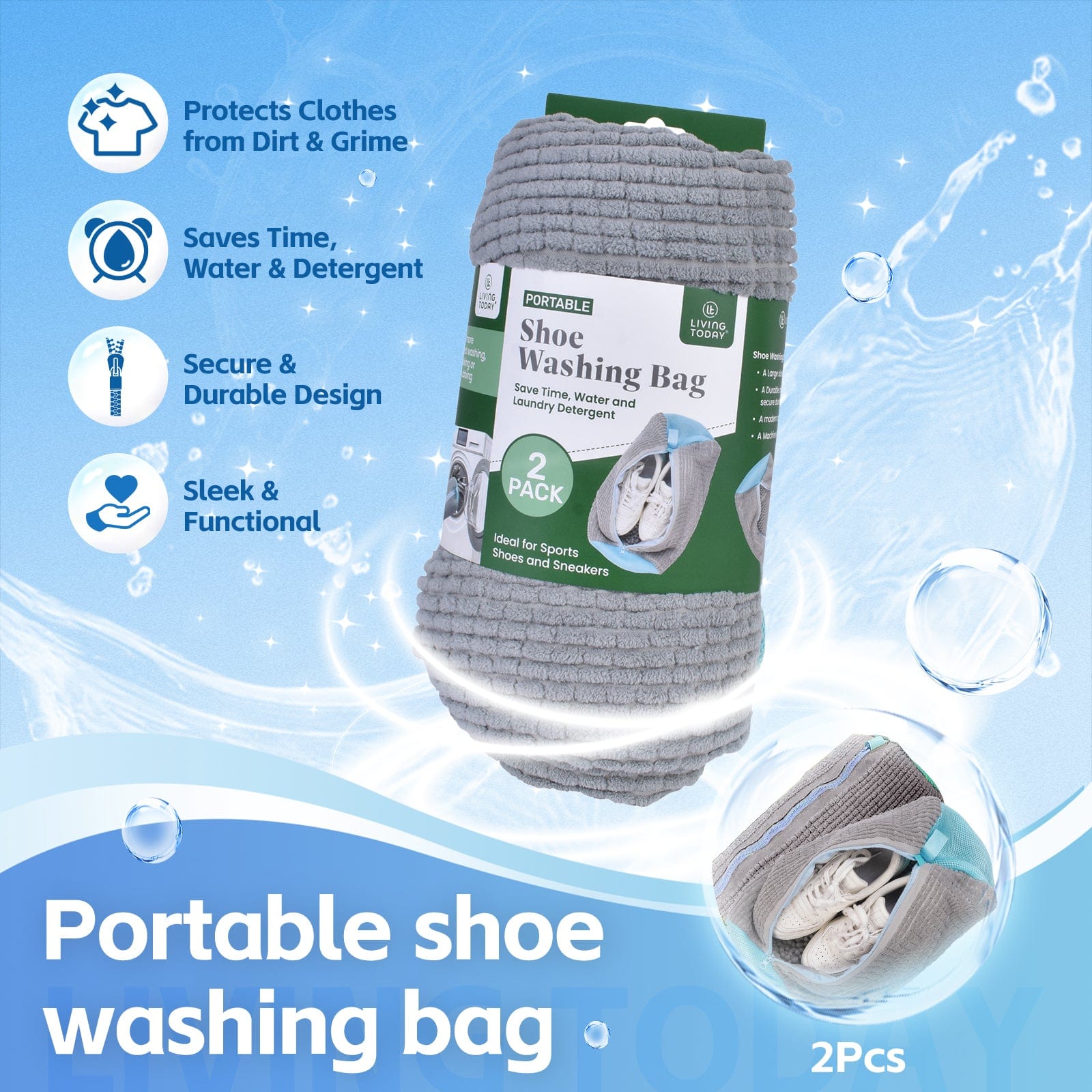 Living Today laundry bag 2Pcs Portable Shoe Washing Bag