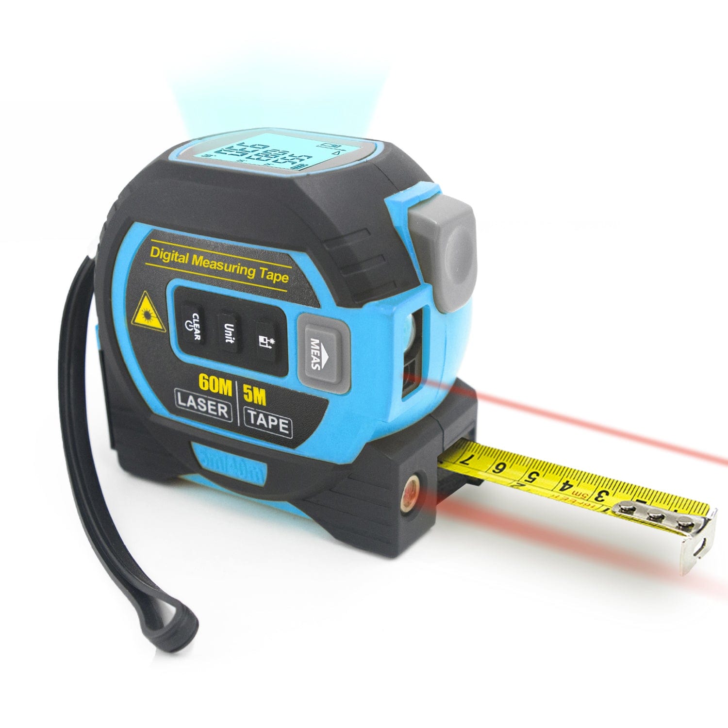60m Laser Measure, Cross-line Laser Level, 5m Tape Measure Blue ...
