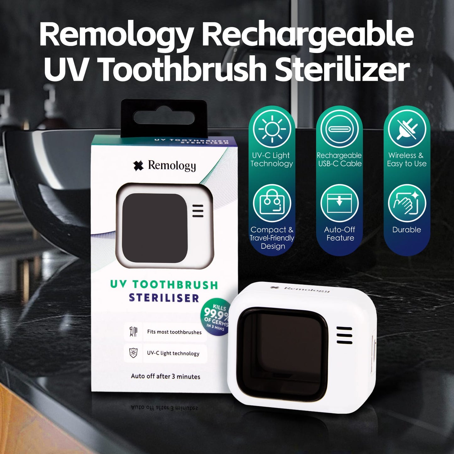 Remology personal care Remology Rechargeable UV Toothbrush Sterilizer