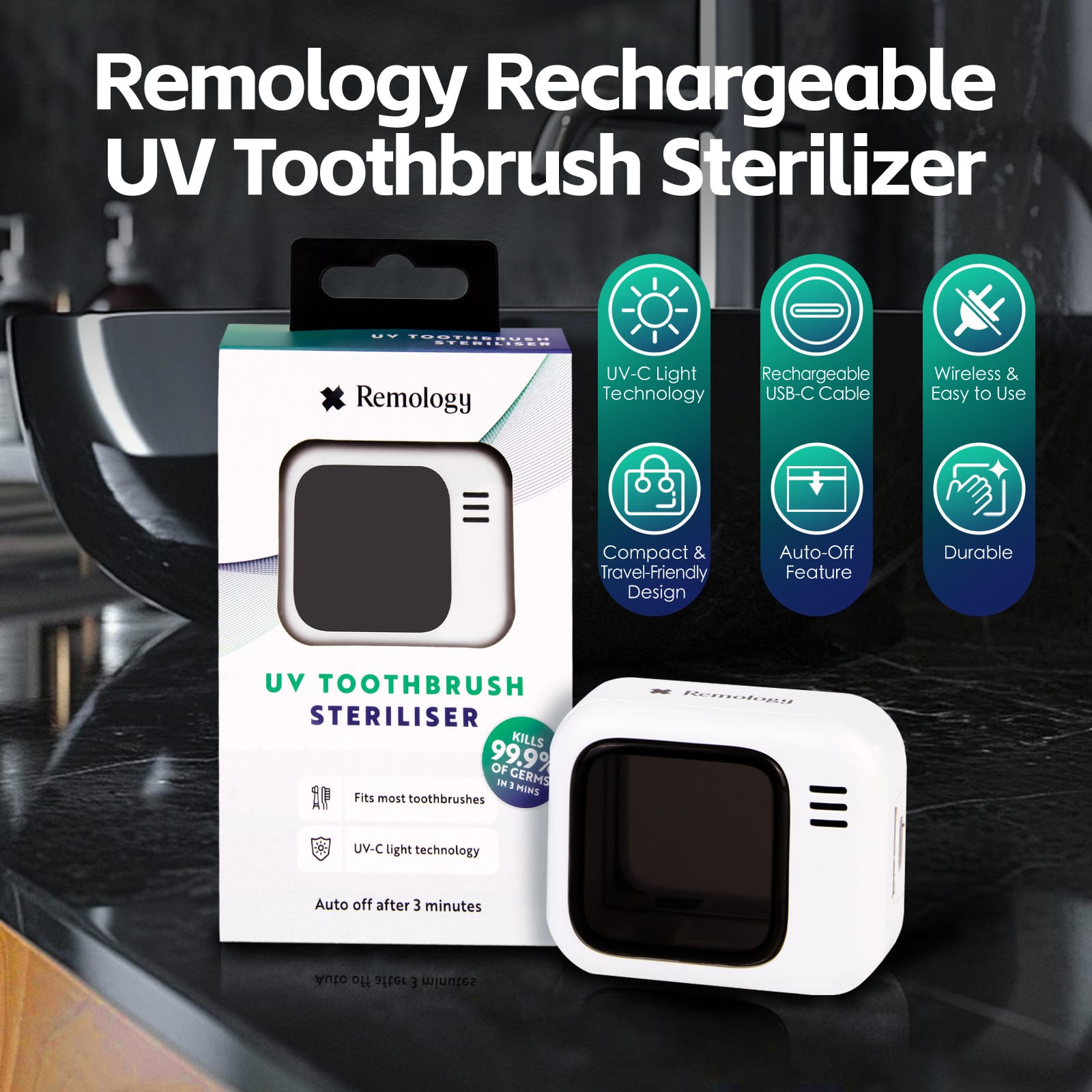 Remology personal care Remology Rechargeable UV Toothbrush Sterilizer