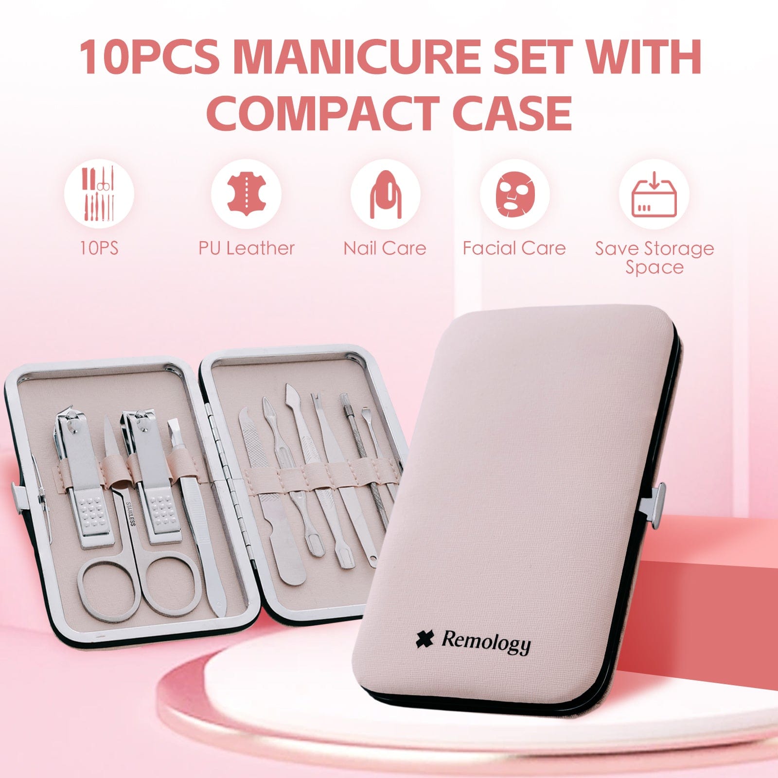 Remology personal care Remology Stainless Steel 10pc Manicure Set Silver