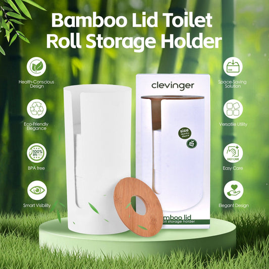 Clevinger bathroom accessories 1/2 Pcs Bamboo Lid Toilet Roll Storage Holder