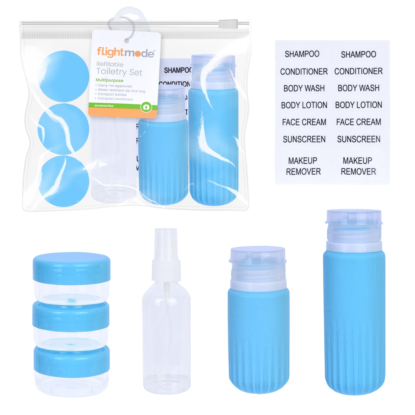 Flightmode 8 Pcs Travel Bottles Set for Toiletries