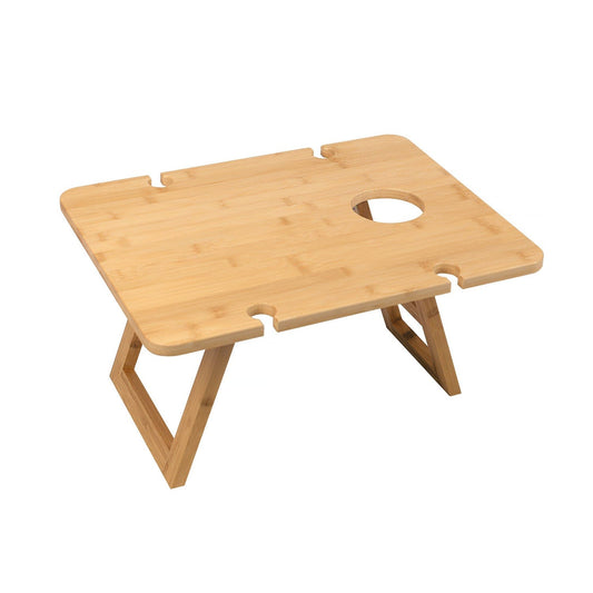 Living Today Bamboo Bamboo Foldable Picnic Table Tray with Wine and Glass Holders