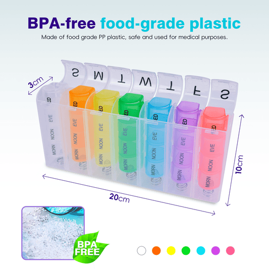Flightmode 7 Day Travel Pill Box Medicine Organiser with Individual Daily Compartment