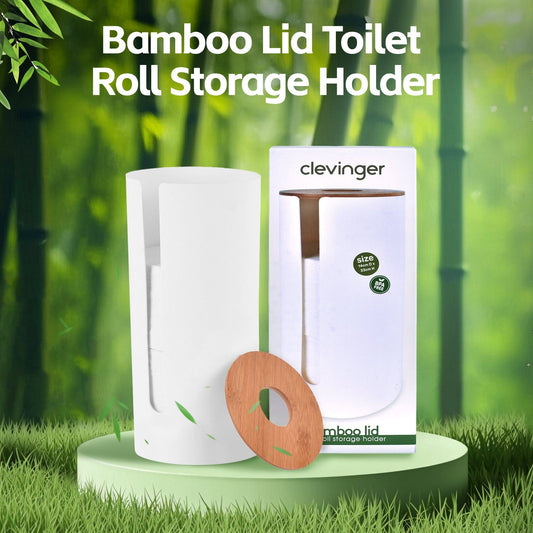Clevinger bathroom accessories 2Pcs Bamboo Lid Toilet Roll Storage Holder