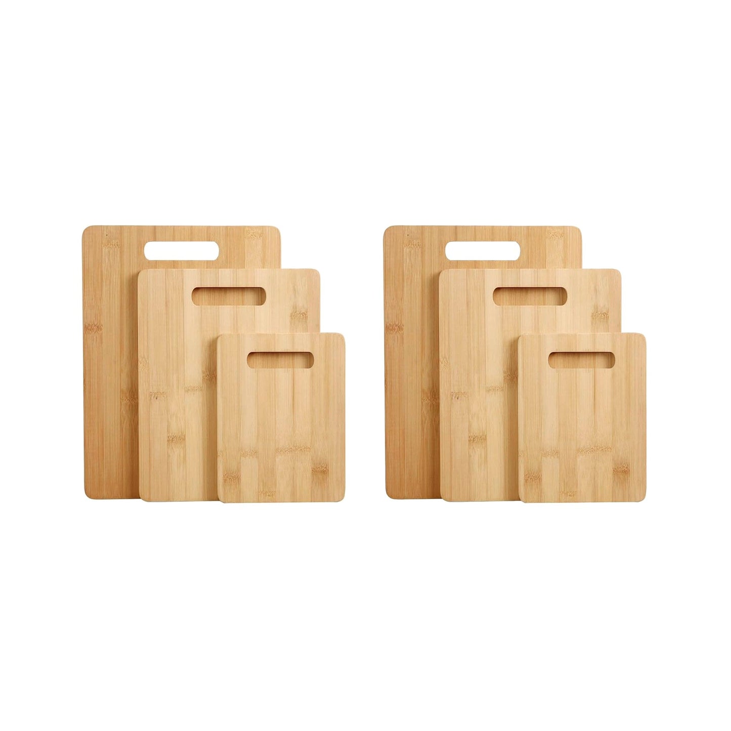 Living Today Kitchen 6pcs Bamboo Wood Chopping Board 3-Set Cheese Cutting & Serving Light Wood Tone