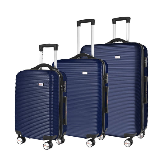 Flightmode 3 pcs 20"/24"/28" Digital Weighing Scale and USB Charging Port Lightweight Luggage Suitcase Blue