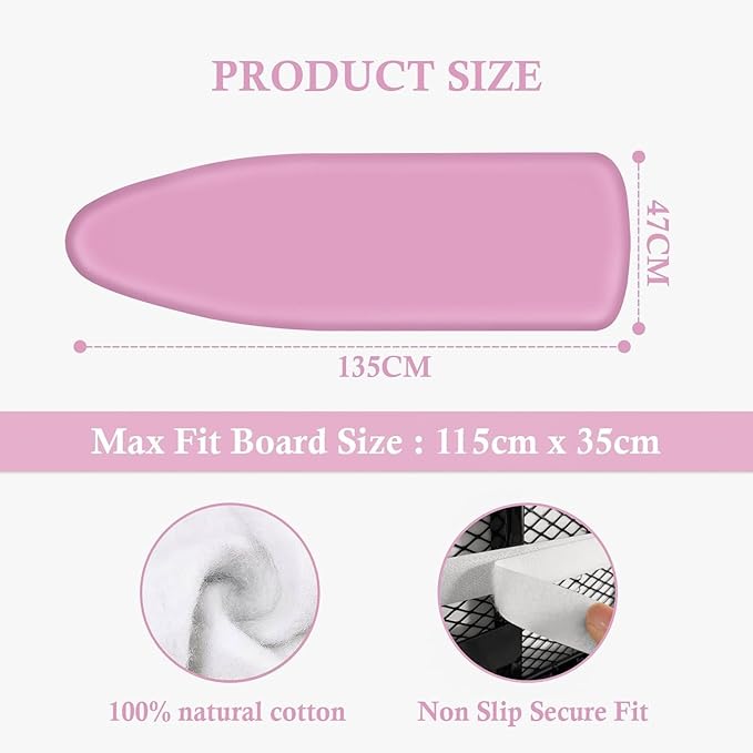 Clevinger Ironing Boards Ironing Board Cover Heat Resistant - Metallic Pink