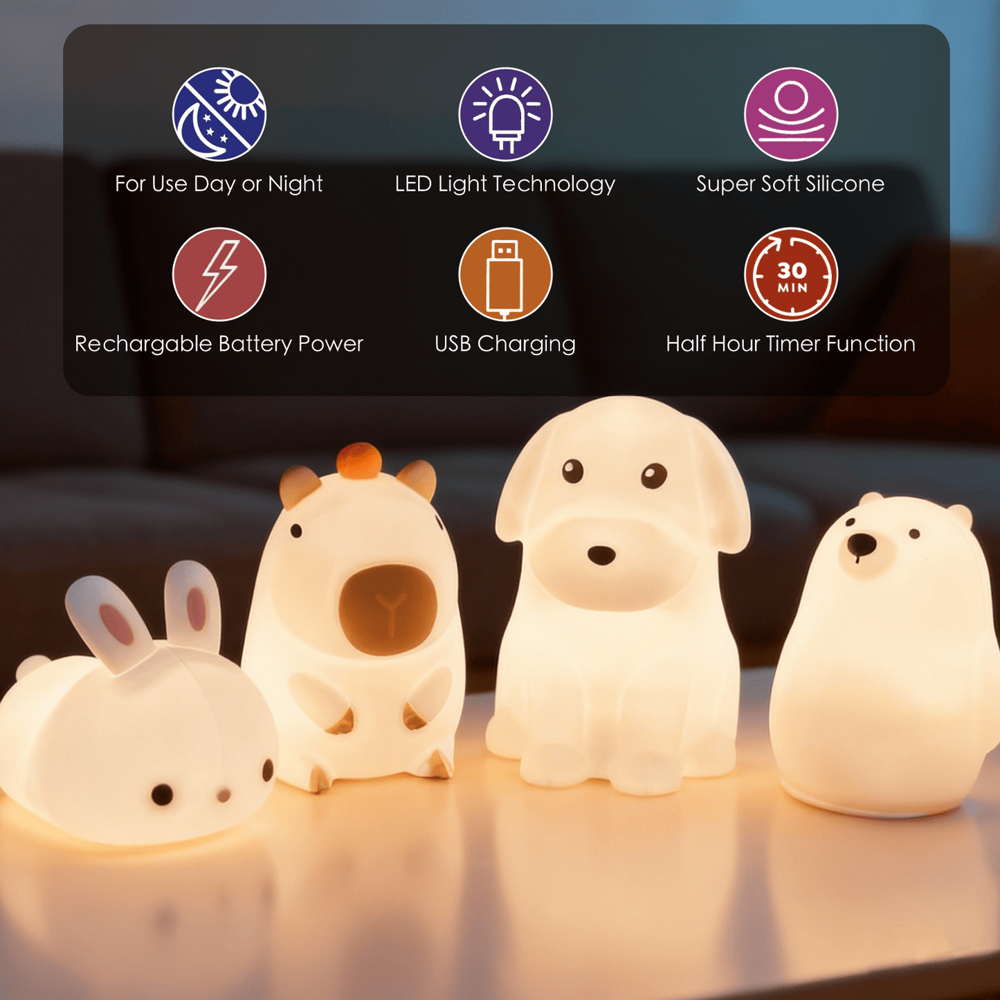 Brillar Squishy Cute Bunny Night Light