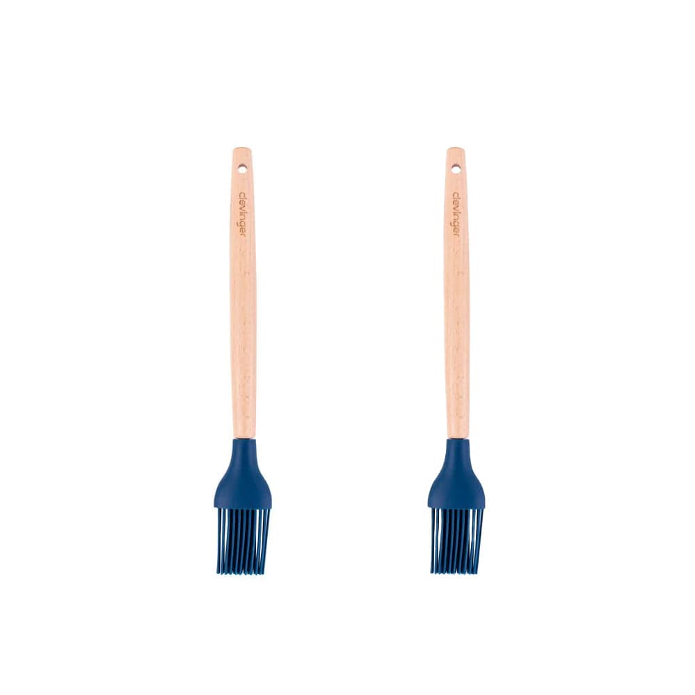 Clevinger cookware 2pcs Beechwood & silicone basting brush navy