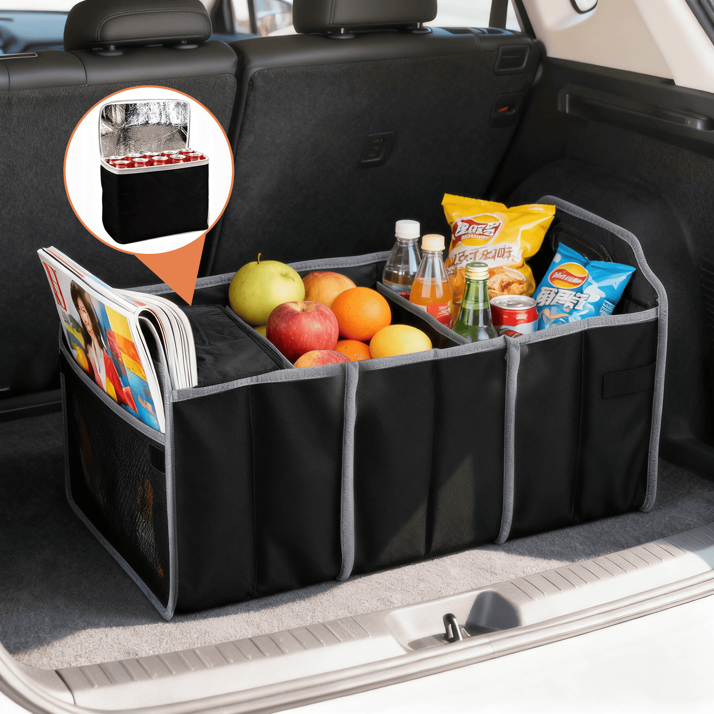 Living Today Gifts and Novelties Collapsible Car Trunk Organiser with Cooler Bag