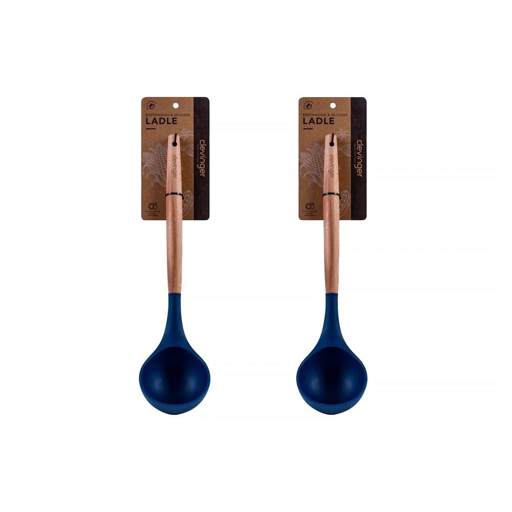 Clevinger cookware 2 pcs Beechwood & silicone ladle navy