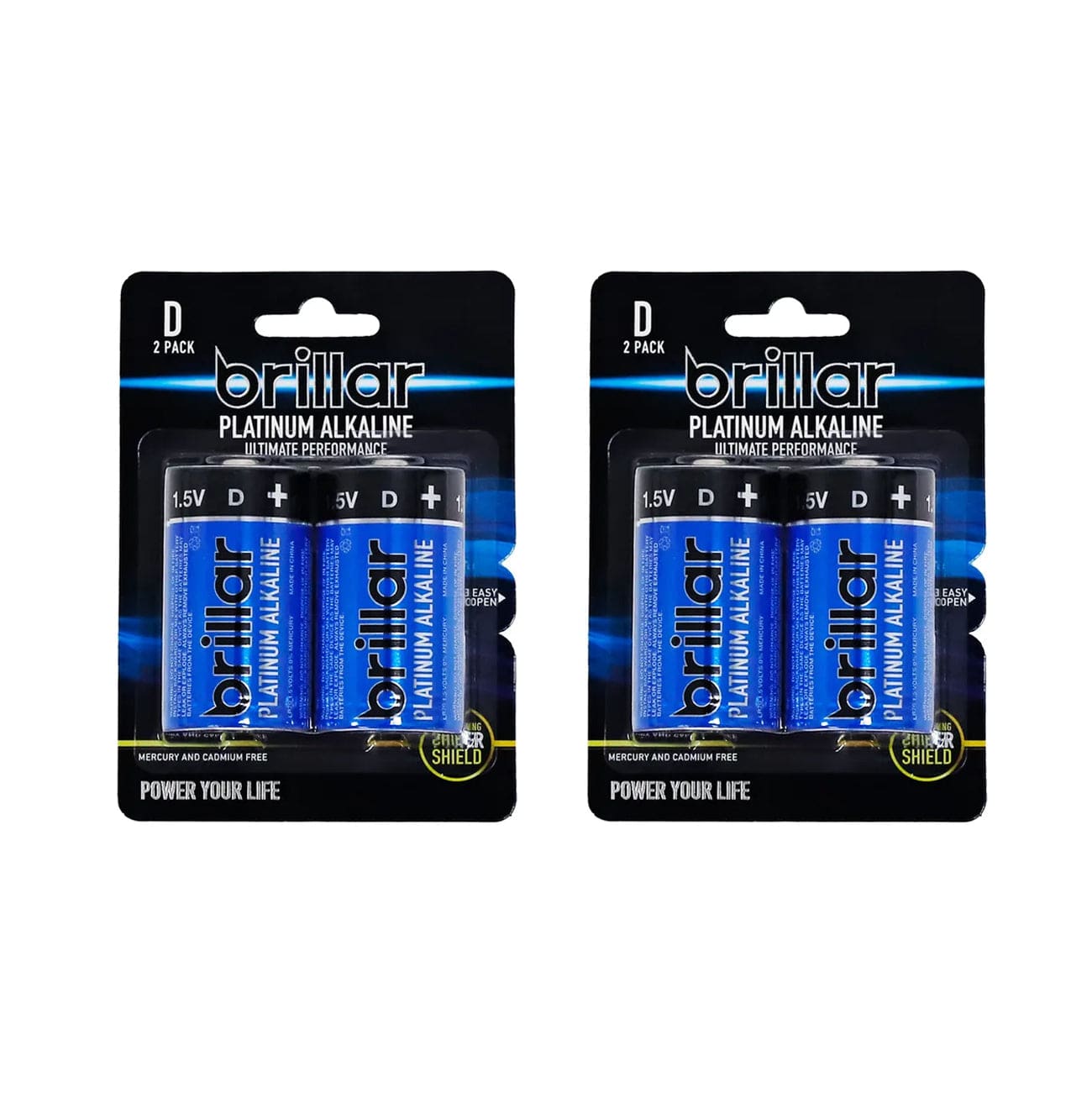 Brillar General Purpose Batteries Brillar D Platinum Alkaline Batteries 2pk