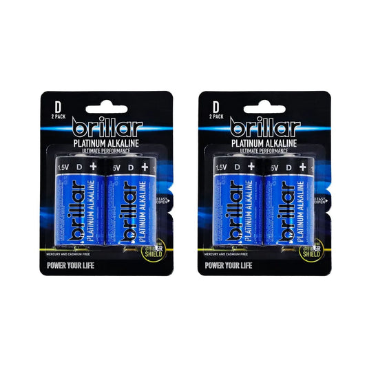 Brillar General Purpose Batteries Brillar D Platinum Alkaline Batteries 2pk