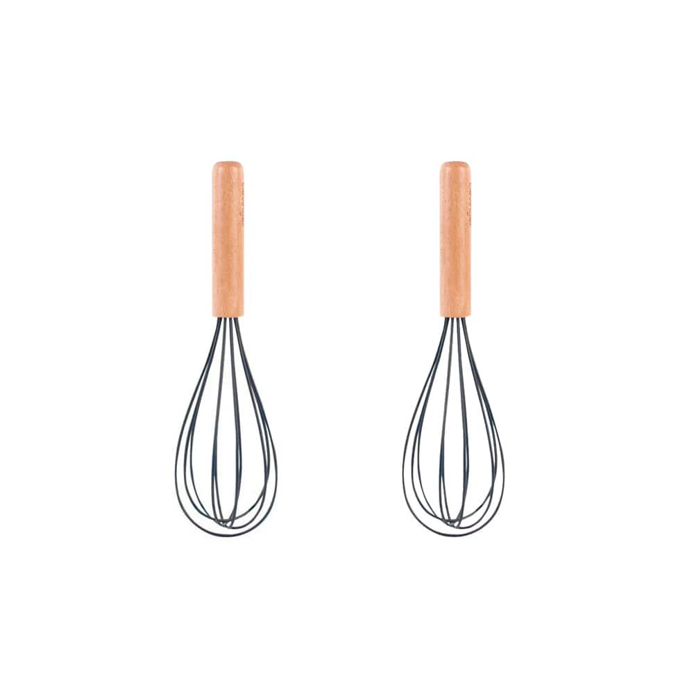 Clevinger cookware 2pcs Beechwood & silicone whisk charcoal