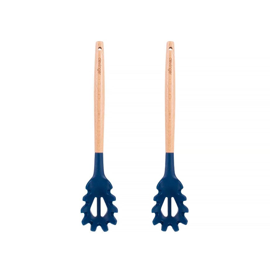 Clevinger cookware 2pcs Beechwood & silicone pasta server navy