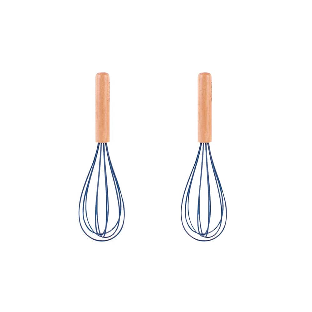 Clevinger cookware 2pcs Beechwood & silicone whisk navy