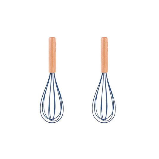 Clevinger cookware 2pcs Beechwood & silicone whisk navy