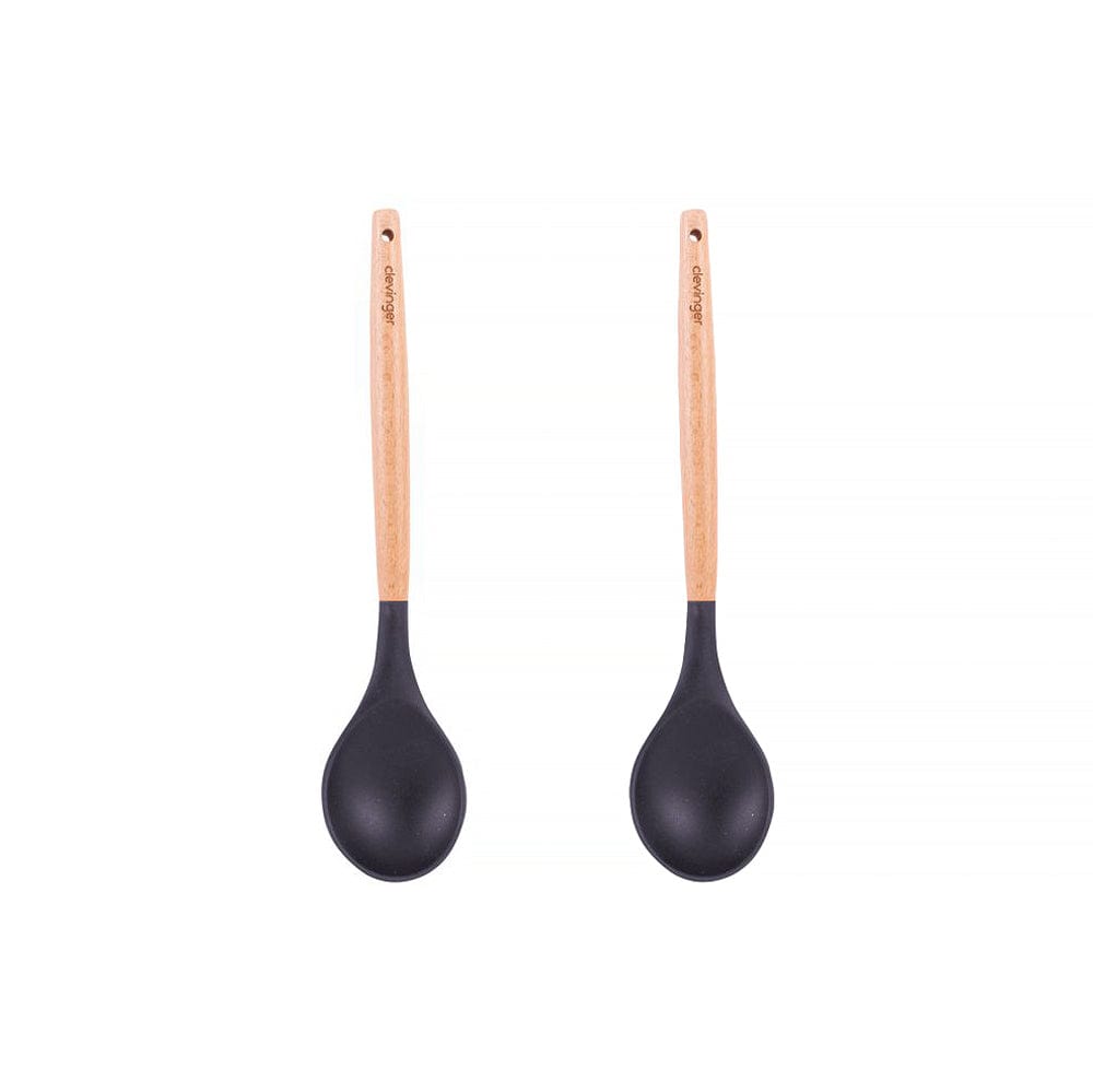 Clevinger cookware 2pcs Beechwood & silicone spoon charcoal