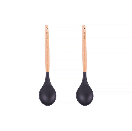 Clevinger cookware 2pcs Beechwood & silicone spoon charcoal